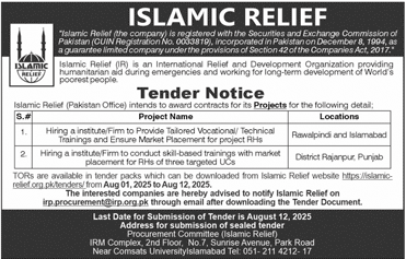 Islamic Relief Islamabad Tender Notice